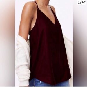 LOFT Burgundy V-Neck Spaghetti Strap Camisole